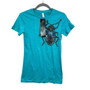 Bella+Canvas Girls Graphic Tee T Shirt Metallic Beetle Print Short Sleeve Size M